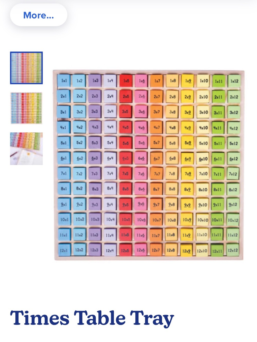 Colorful Times Table Tray Educational Math Toy